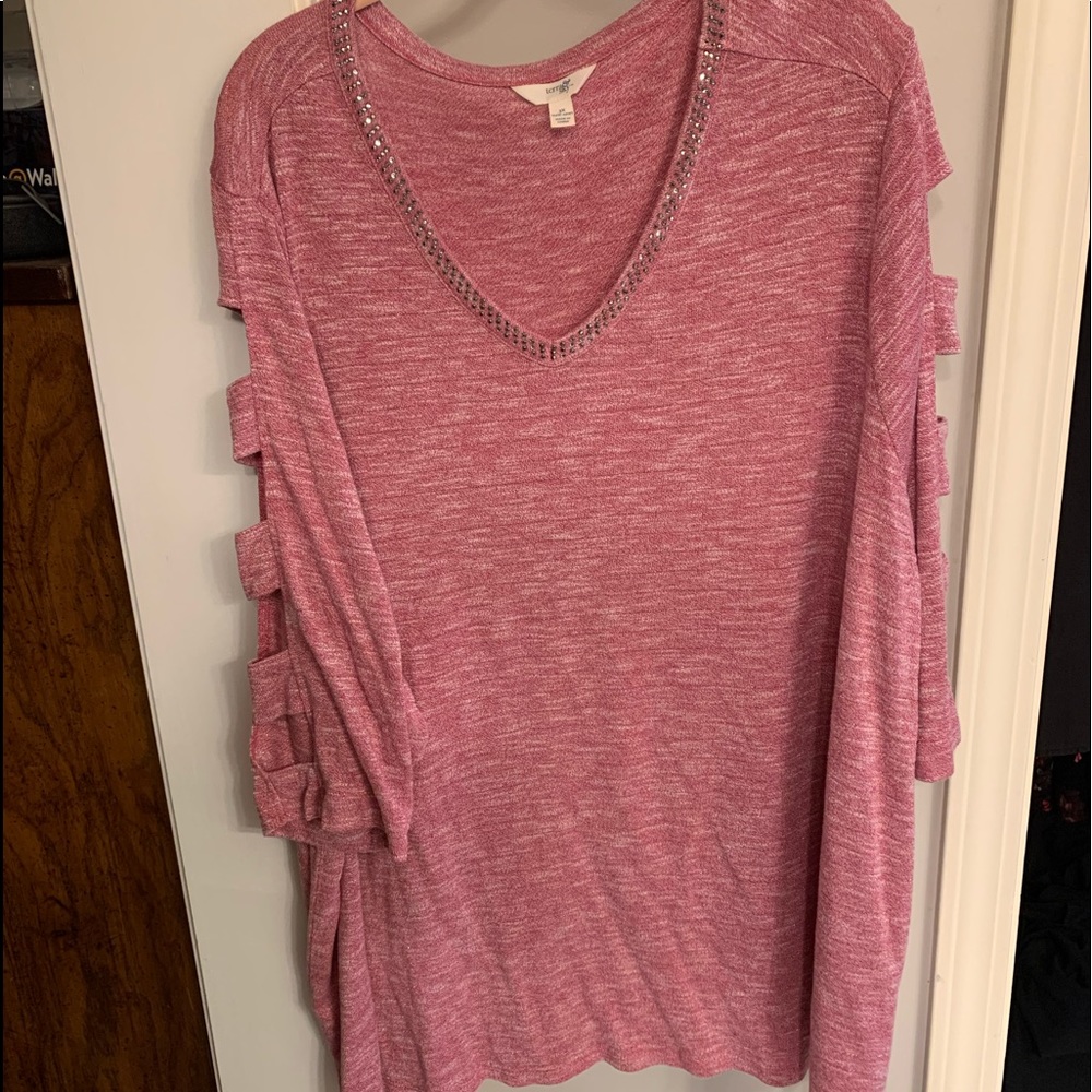 Terra & sky pink cutout sleeve sweater